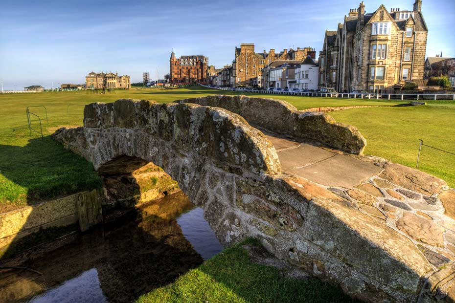 The Old Course at St Andrews. Used to illustrate vacations in fife on the Turas Travel website.