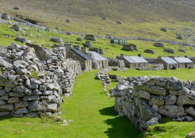 A picture of 'the street' in St Kilda in the Outer Hebrides. Used to illustrate the genealogy and ancestry tours of the turas travel website.