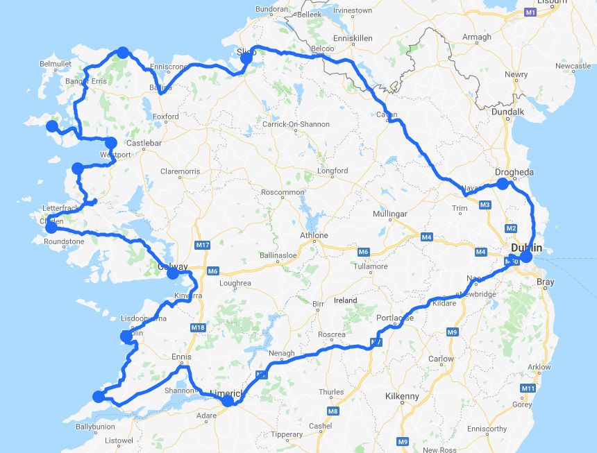 ireland's ancient east itinerary route map