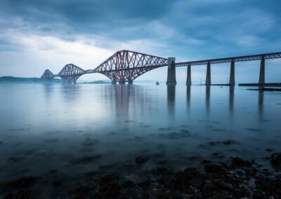 Forth Road bridge at dawn. Used on the terms and conditions page of the Turas Travel website.