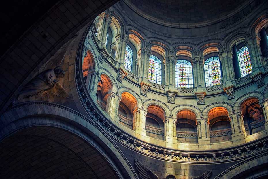 The interior Dome of the Sacre Coeur basilica in Montmartre. A highlight of a vacation in Paris.