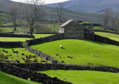 stone barn and dry stone walls