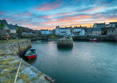 sunset over portsoy a fishing village in aberdeenshire
