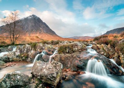waterfalls at buachaille etive mor